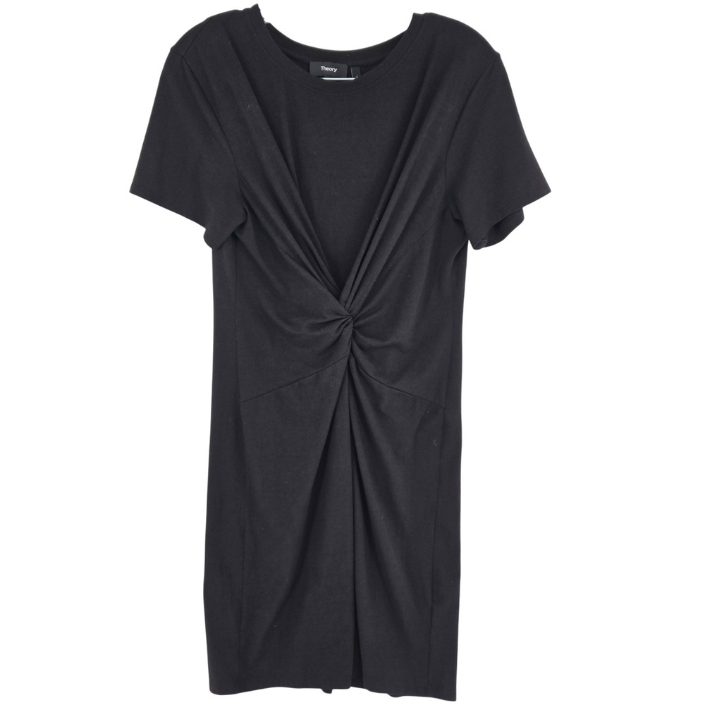 Theory‎ Dress Womens Large Black Knot Tee Dress Rubric Short Sleeve Modal Blend